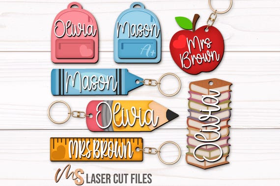 Custom Kids Backpack Name Tag Svg Bundle - Kids Bag Tag Svg - Back To School Keychain Svg - Laser Cut Files - Teacher Svg - Glowforge Cricut