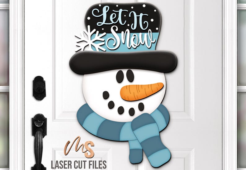 Let It Snow Snowman Sign SVG: Winter Door Hanger SVG Laser Cut Files ...