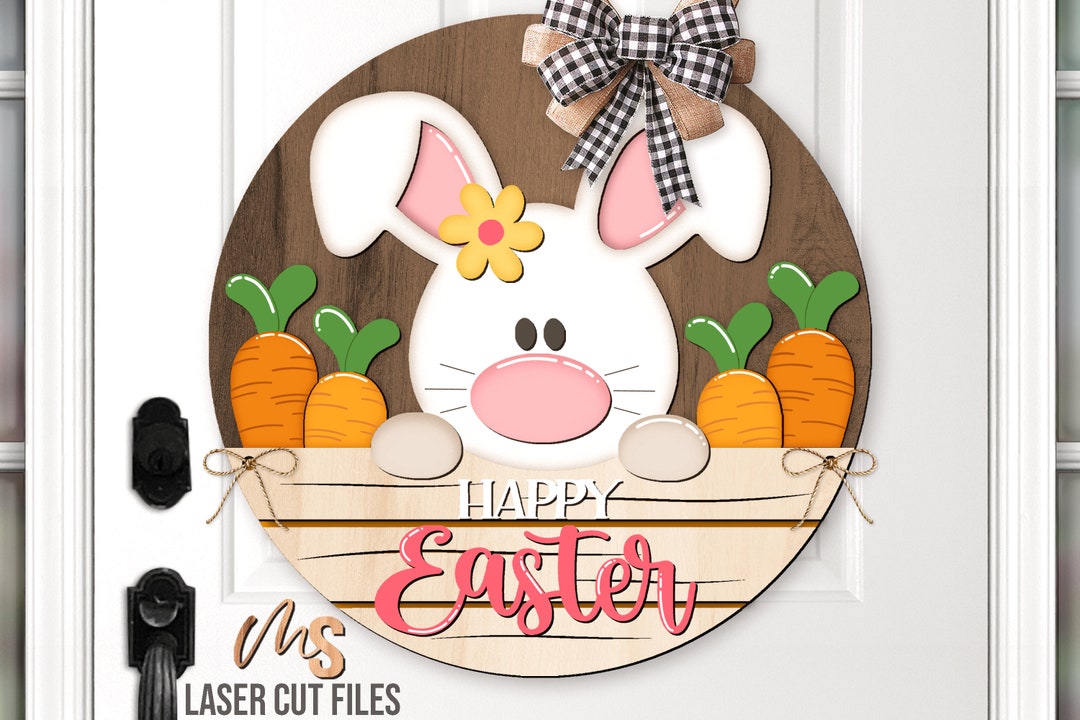 Happy Easter Bunny Door Hanger Svg - Easter Welcome Sign Svg - Easter ...