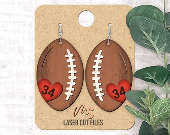 Pendientes de fútbol SVG - Fútbol SVG - Corazón de fútbol SVG - Pendientes colgantes - Archivos cortados con láser - Plantilla de pendientes - Archivos Glowforge - Cricut