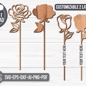 Personalized Rose SVG Bundle - Rose Flowers Svg - Love Svg - Valentines Day Svg - Laser Cut Files - Anniversary Gifts - Wedding Svg - Flowers Svg - Wedding Gift - Valentines Day Gift - Wood Rose - Glowforge Files - Svg Files For Cricut - Rose CNC Files - Custom Roses