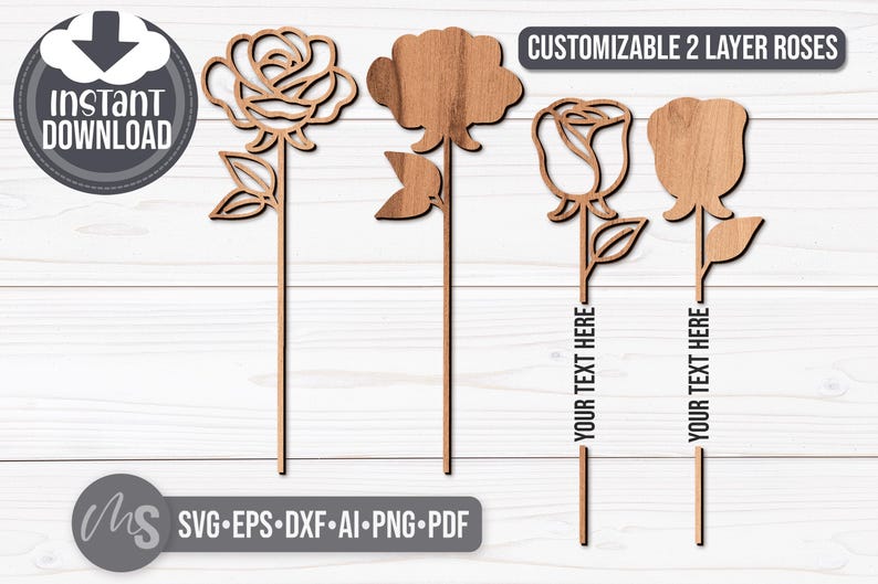 Personalized Rose SVG Bundle - Rose Flowers Svg - Love Svg - Valentines Day Svg - Laser Cut Files - Anniversary Gifts - Wedding Svg - Flowers Svg - Wedding Gift - Valentines Day Gift - Wood Rose - Glowforge Files - Svg Files For Cricut - Rose CNC Files - Custom Roses