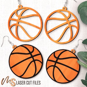Bundle SVG de boucles d'oreilles de basket-ball - basket-ball Svg - fichiers découpés au laser - boucle d'oreille Svg - modèle de boucle d'oreille - fichier boucle d'oreille laser - fichiers Glowforge
