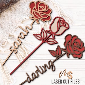 Personalized Rose SVG Bundle - Rose Flowers Svg - Love Svg - Valentines Day Svg - Laser Cut Files - Anniversary Gifts - Wedding Svg - Flowers Svg - Wedding Gift - Valentines Day Gift - Wood Rose - Glowforge Files - Svg Files For Cricut - Rose CNC Files - Custom Roses