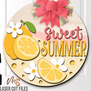 Zitrone Sommer Tür Schild zwar - süßer Sommer Willkommensschild - Zitrone geschnitten Datei - Laser Cut Dateien - Sommer Tür Veranda Zeichen - Glowforge Cricut