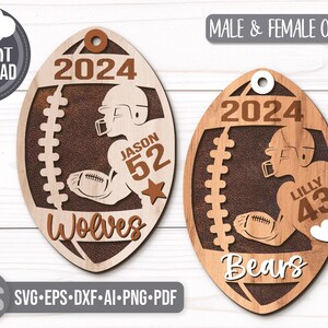 Football Christmas Ornament SVG - Custom Football Ornament Svg - Sports Ornament - Football Svg - Laser Cut Files - Glowforge Files - Football Ornament - Christmas Decorations - Christmas Decor - Ornament Svg - Round Wood Ornament - Car Charm Svg