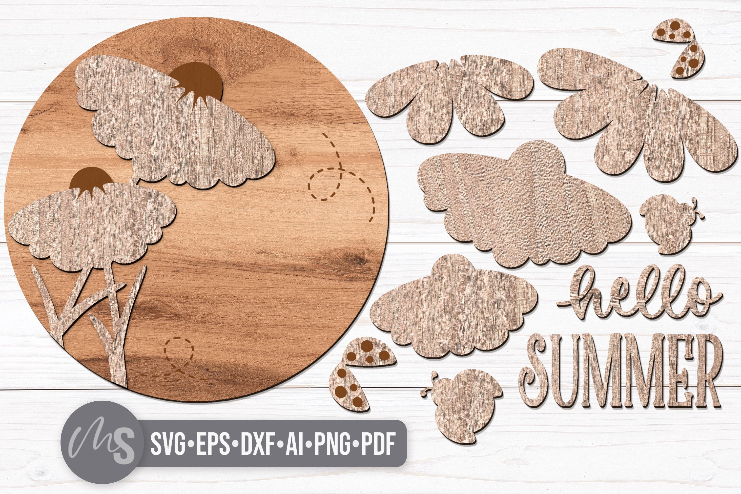 Daisy Summer Door Hanger Svg - Hello Summer Welcome Sign Svg - Ladybug ...