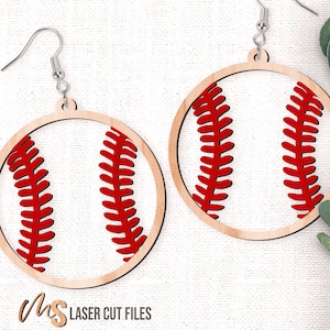 Baseball Earrings SVG - Baseball Svg - Laser Cut Files - Earring Svg - Earring Template - Glowforge Earring Files - Cricut