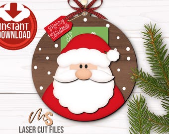 Santa Christmas Gift Card Holder SVG: Money Holder Ornament Laser Cut Files Glowforge/Cricut