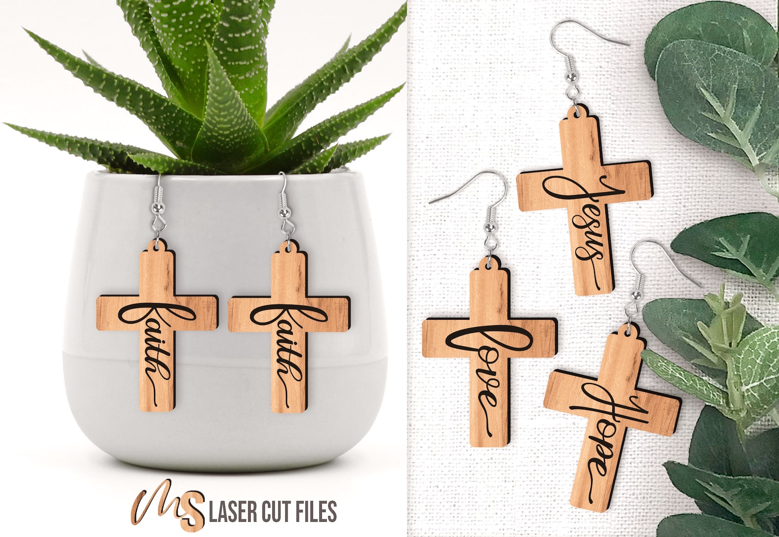 Christian Cross Earrings SVG Cross Svg Laser Cut Files Etsy