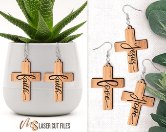 Christian Cross Earrings SVG - Cross Svg - Laser Cut Files - Earring Svg - Religious Svg - Jesus Svg - Earring Template - Glowforge Files