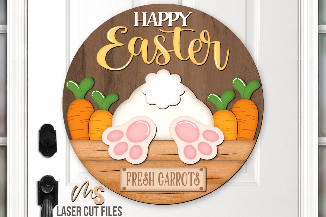 Happy Easter Bunny Door Hanger Svg - Easter Welcome Sign Svg - Easter ...