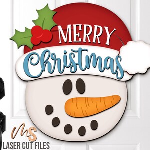 Snowman Merry Christmas Sign SVG - Snowman Christmas Door Hanger Svg - Snowman Svg - Laser Cut Files - Christmas Door Sign - Christmas Porch Sign - Glowforge Files - Merry Christmas Svg - Snowman Door Hanger - Christmas Welcome Sign - Merry Christmas Sign - Christmas Sign Svg - Snowflake Svg - Snowman Decor - Christmas Decor - CNC Files - Svg Files For Cricut - Front Door Decor