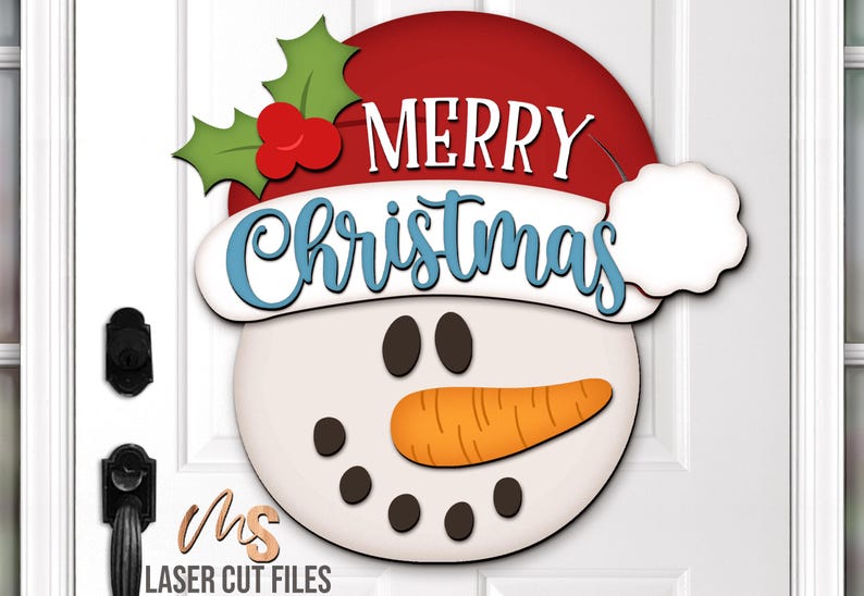 Snowman Merry Christmas Sign SVG - Snowman Christmas Door Hanger Svg - Snowman Svg - Laser Cut Files - Christmas Door Sign - Christmas Porch Sign - Glowforge Files - Merry Christmas Svg - Snowman Door Hanger - Christmas Welcome Sign - Merry Christmas Sign - Christmas Sign Svg - Snowflake Svg - Snowman Decor - Christmas Decor - CNC Files - Svg Files For Cricut - Front Door Decor