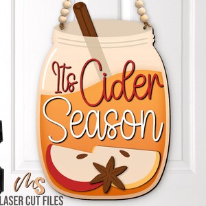 Mason Jar Fall Door Hanger Svg - Apple Cider Season Fall Welcome Sign ...