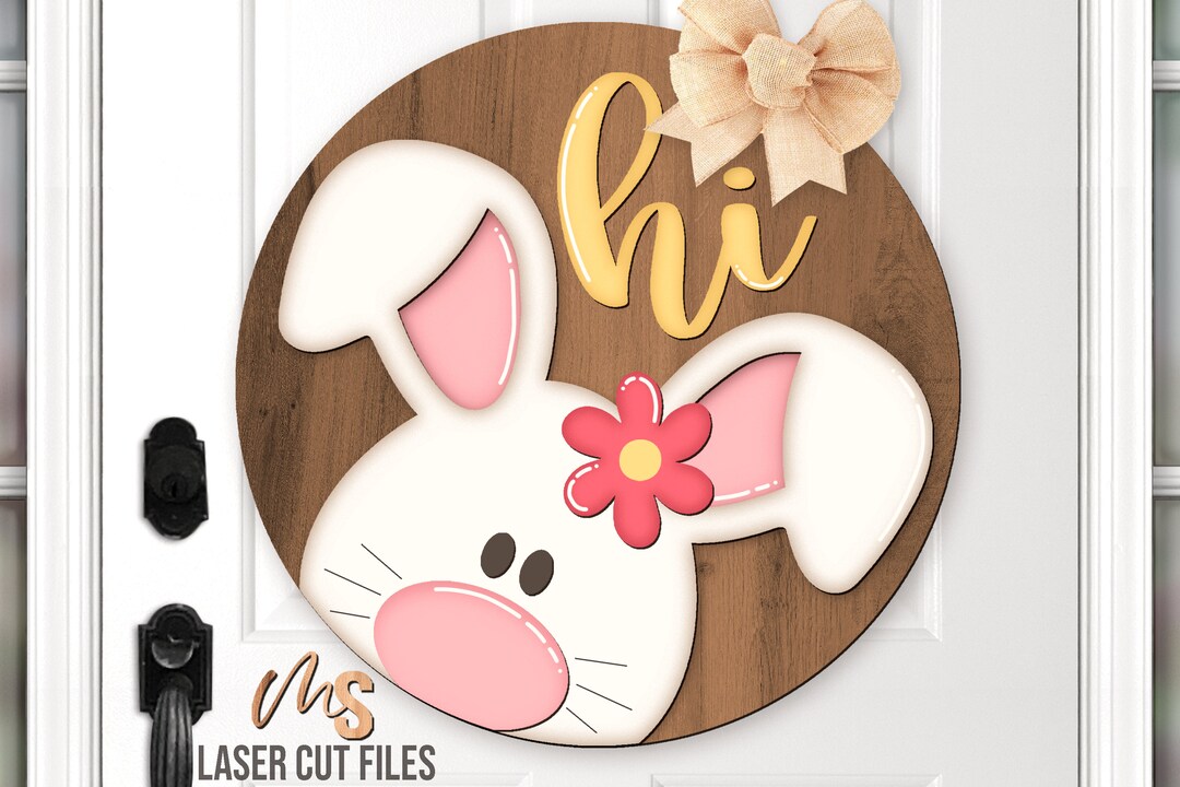 Easter Bunny Door Hanger Svg - Easter Welcome Sign Svg - Easter Bunny ...