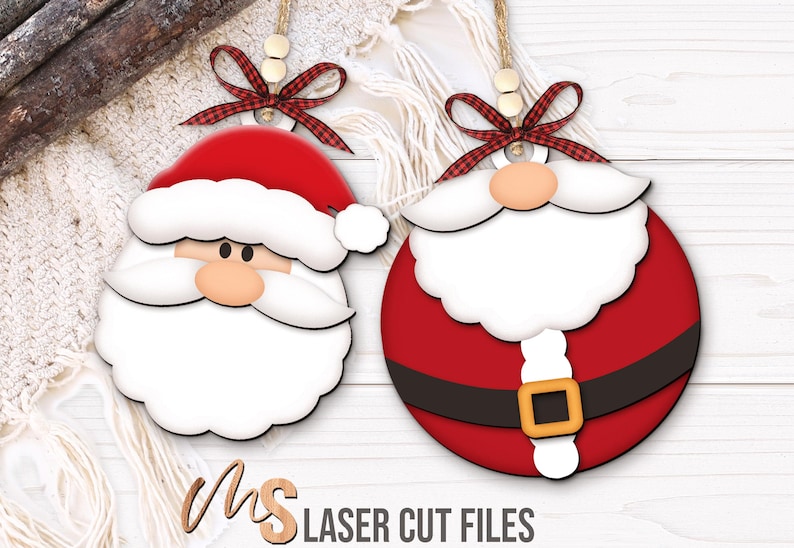 Santa Claus Ornament SVG Bundle: Christmas Ornament Laser Cut Files for ...