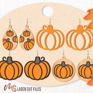 Pumpkin Earring SVG - Fall Earrings Svg Bundle - Pumpkin Svg - Laser Cut Files - Earring Template - Fall Svg - Glowforge Cricut Silhouette