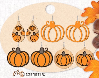Pumpkin Earring SVG - Fall Earrings Svg Bundle - Pumpkin Svg - Laser Cut Files - Earring Template - Fall Svg - Glowforge Cricut Silhouette