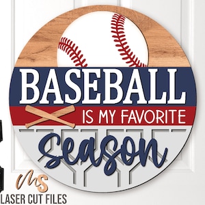 Enseigne de baseball SVG fichiers découpés au Laser - accroche-porte baseball Svg - Baseball Svg - plaque de porte baseball - panneau de bienvenue Svg - Glowforge Cricut