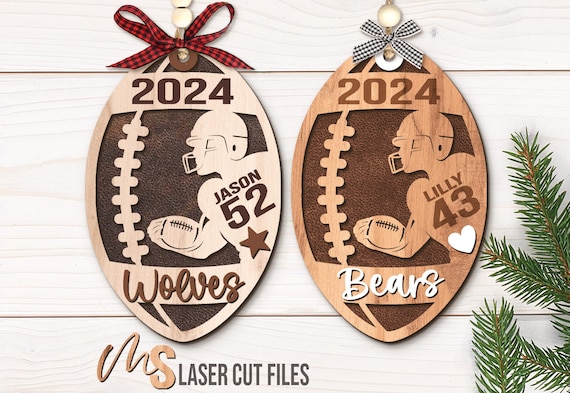 Football Christmas Ornament SVG - Custom Football Ornament Svg - Sports Ornament - Football Svg - Laser Cut Files - Glowforge Cricut