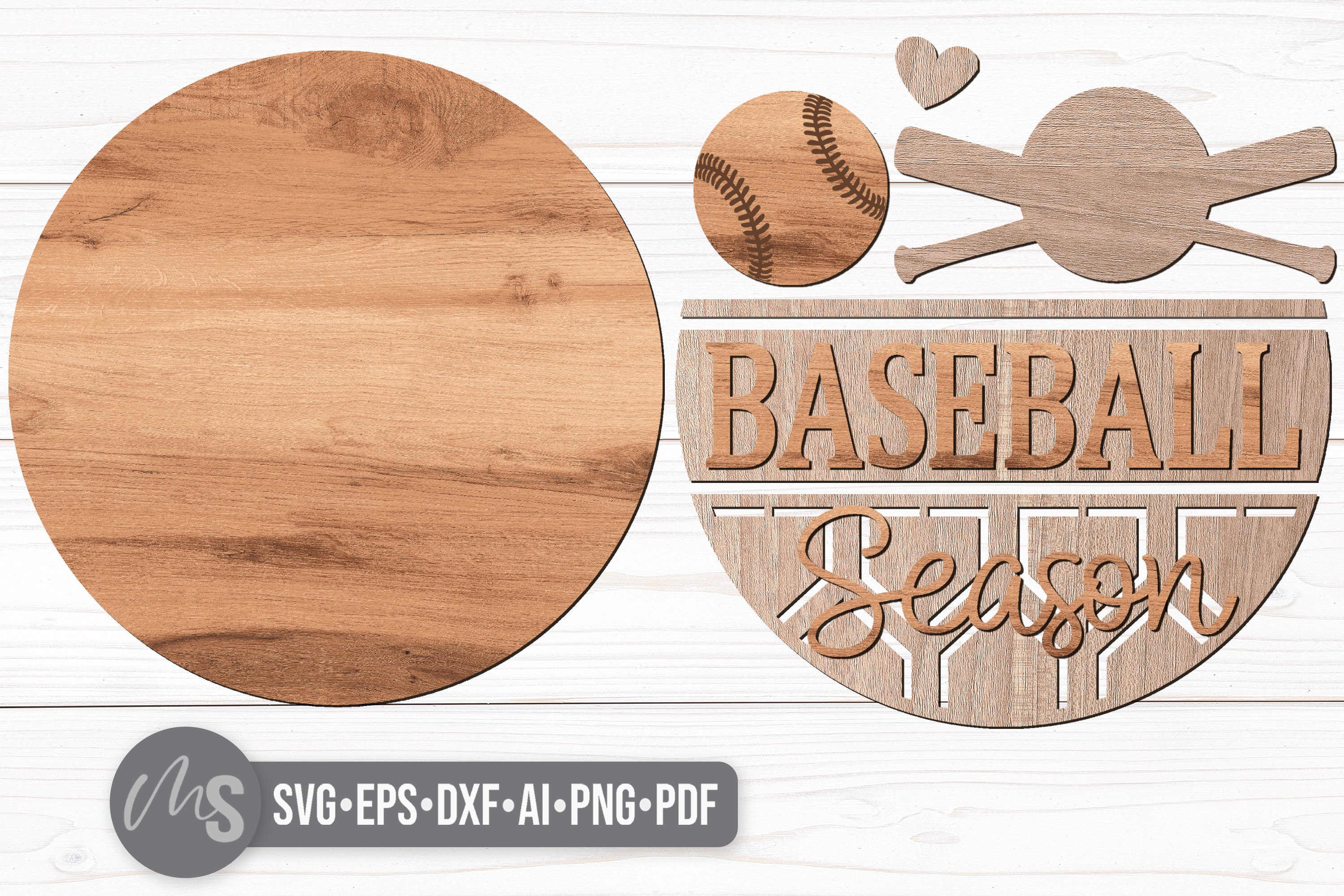 Heart Baseball Sign SVG: Baseball Season Door Hanger Template Laser Cut ...