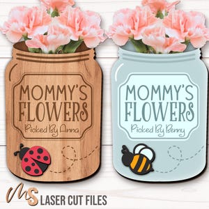Mason Jar Moederdag bloem houder SVG - Happy Mothers Day koelkastmagneet Svg - Lasergesneden bestanden - Moederdag cadeau - Glowforge Cricut