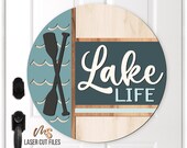 Lake Life SVG - Lake House Sign - Summer Door Hanger Svg - Lake Svg - Laser Cut Files - Lake House Decor - Lake Door Sign - Glowforge Files