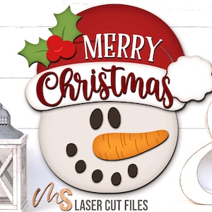 Snowman Merry Christmas Sign SVG - Snowman Christmas Door Hanger Svg - Snowman Svg - Laser Cut Files - Christmas Door Sign - Christmas Porch Sign - Glowforge Files - Merry Christmas Svg - Snowman Door Hanger - Christmas Welcome Sign - Merry Christmas Sign - Christmas Sign Svg - Snowflake Svg - Snowman Decor - Christmas Decor - CNC Files - Svg Files For Cricut - Front Door Decor