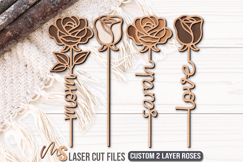 Mothers Day Rose SVG Bundle - Personalized Mothers Day Gift - Flowers For Mom Svg - Grandma Svg - Laser Cut Files - Glowforge Files - Rose Svg - Flowers Svg - Mothers Day Svg - Flowers For Mommy - Flowers For Grandma - Nanna Svg - Gift For Mom - Svg Files For Cricut - Rose CNC Files