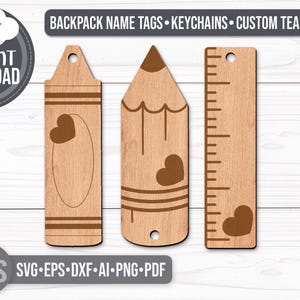 Custom Kids Backpack Name Tag Svg Bundle - Kids Bag Tag Svg - Back To School Keychain Svg - Laser Cut Files - Teacher Svg - Glowforge Files - Custom Name Tag - Kids Backpack Tag - Back To School Svg - Pencil Svg - Crayon Svg - Ruler Svg - School Keychain Svg - School Svg - Teacher Appreciation Gift - Custom Teacher Name - Teacher Gift - Back To School Gift - Backpack Svg - Kids Name Tag - Bag Tag - Bookbag Tag - Stacked Books Svg - School Ornament Svg - Backpack Name Tag - Svg Files For Cricut