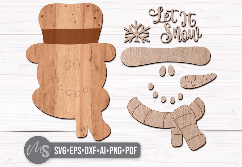 Let It Snow Snowman Sign SVG: Winter Door Hanger SVG Laser Cut Files ...