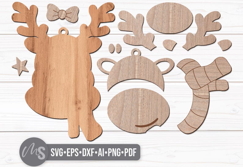 Reindeer Christmas Ornament SVG - Baby Boy Girl Custom Ornament Svg - Christmas Gift Tags Svg - Laser Cut Files - Rudolph Svg - Glowforge Files - Reindeer Svg - Christmas Name Tag Svg - Name Ornament - Gift Tags - Stocking Tags - Christmas Tags Svg