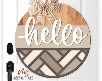 Geometric Welcome Sign SVG: Modern Farmhouse Door Hanger SVG Laser Cut Files Glowforge/Cricut