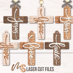 Religijny Krzyż Ozdoba SVG - Religijny Samochód Charm SVG - Krzyż SVG - Jezus SVG - Wiara SVG - Pliki Cięte Laserowo - Pliki Glowforge - Cricut