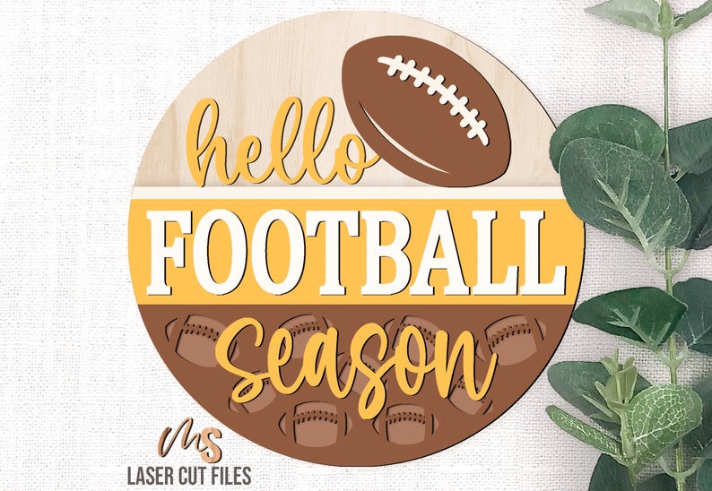 Football Season Sign SVG - Football Door Hanger Svg - Football Svg - Laser Cut Files - Front Door Sign - Football Party Decor - Glowforge Files - Football Season Svg - Football Signs - Fall Door Hanger - Football Welcome Sign - Football Wall Art