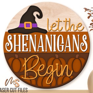 Witch Hat Halloween Door Hanger Svg - Halloween Welcome Sign Svg - Pumpkin Svg - Laser Cut Files - Halloween Door Sign - Glowforge Cricut