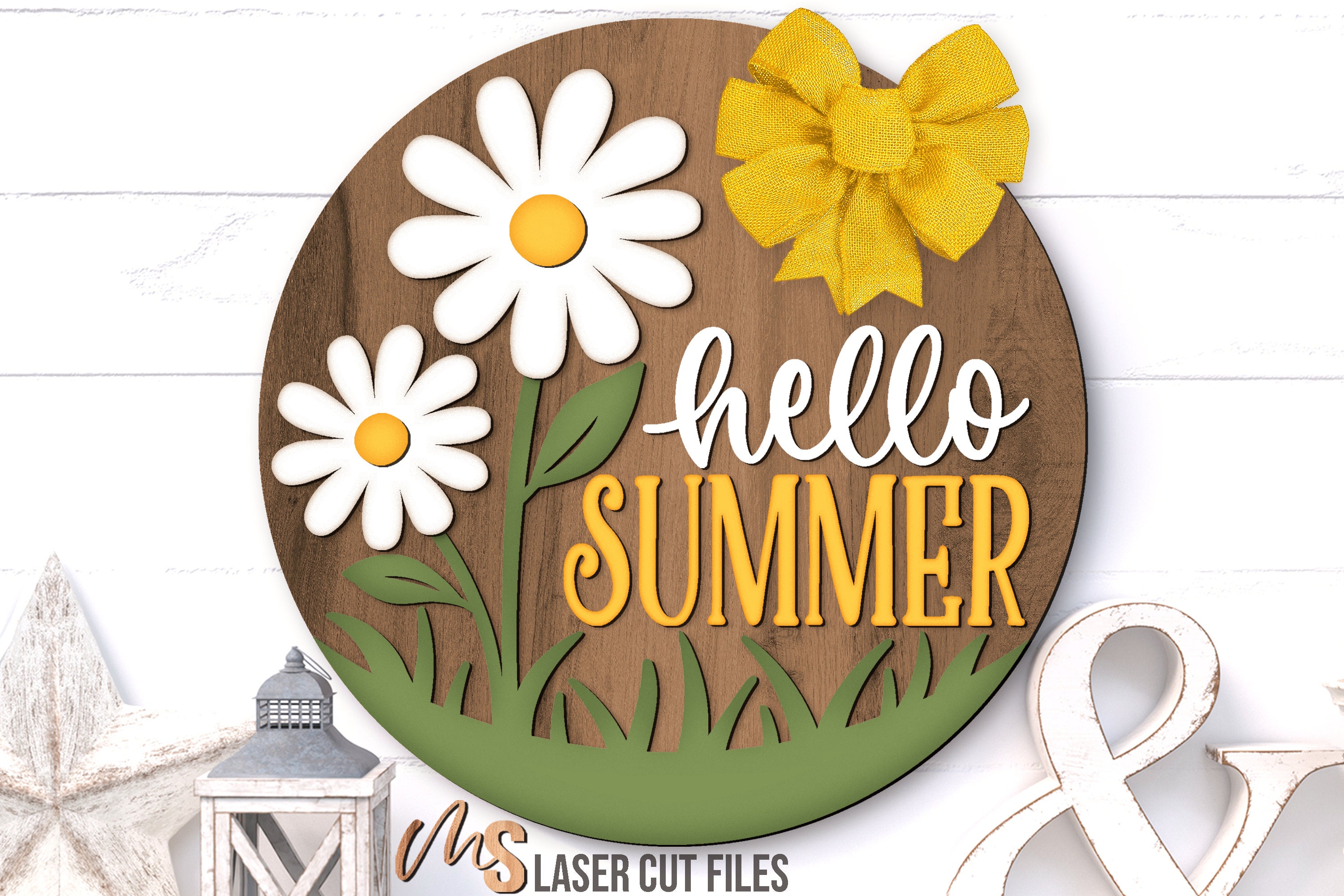 Daisy Hello Summer Door Hanger Svg - Summer Welcome Sign Svg - Daisy ...