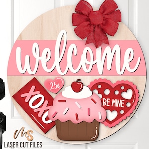 Valentijnsdag welkomstbord SVG - Valentine deurhanger Svg - Lasergesneden bestanden - Valentine Svg - XOXO Svg - Be Mine Svg - Glowforge Cricut