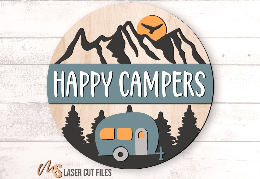 Camping Door Hanger Svg Camping Svg Happy Camper Svg Retro Camping Sign ...