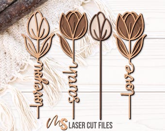 Tulpe SVG Bundle: Benutzerdefinierte Tulpen Blumen Laser Cut Files Glowforge/Cricut