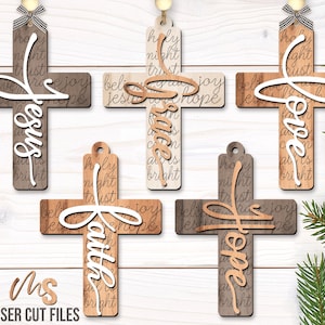 Croix religieuse ornement SVG - Svg de décoration de Noël - Croix Svg - Jésus Svg - foi Svg - fichiers découpés au Laser - Glowforge - Cricut