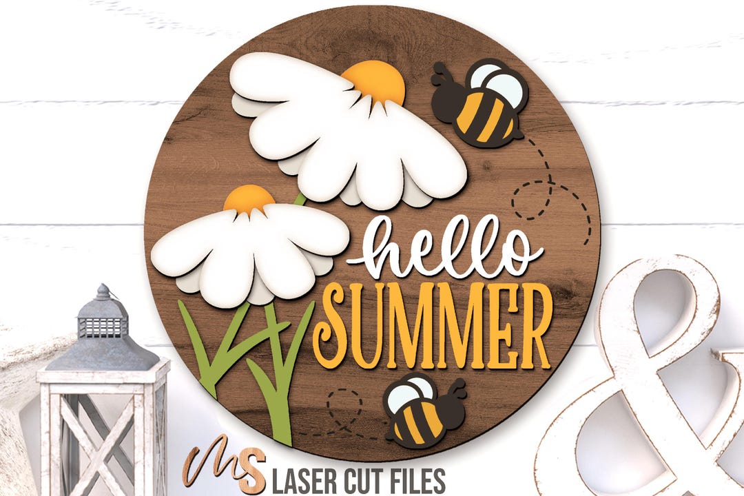 Daisy Hello Summer Sign Svg - Summer Door Hanger Svg - Summer Welcome ...