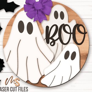 Ghost Halloween Sign Svg - Halloween Door Hanger Svg - Ghost Svg - Boo Svg - Laser Cut Files - Halloween Door Sign - Glowforge Files - Halloween Sign Svg - Halloween Welcome Sign Svg - Halloween Porch Sign - Halloween Decor - Front Door Decor