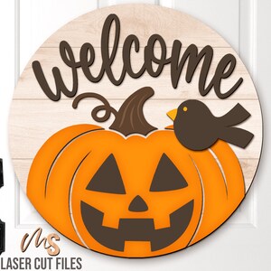 Halloween Welcome Sign Svg - Halloween Door Hanger Svg - Jack O Lantern ...