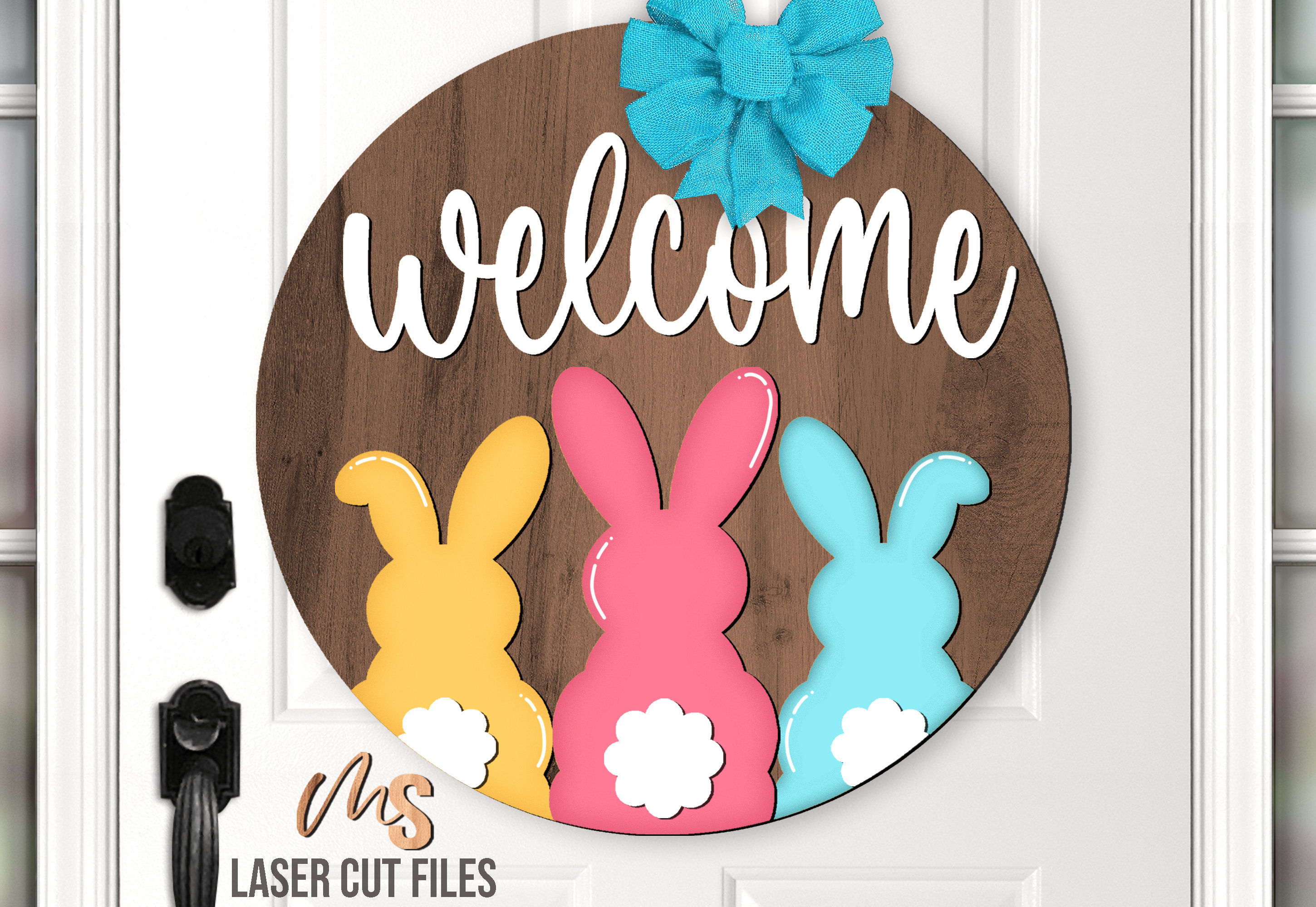 Easter Bunny Welcome Sign SVG - Easter Door Hanger Svg - Easter Bunny ...