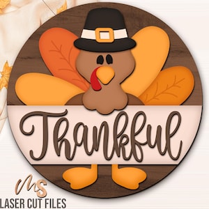 Fall Door Hanger - Thanksgiving Door Hanger Svg - Turkey Thanksgiving Sign Svg - Thankful Svg - Turkey Svg - Laser Cut Files - Fall Door Sign - Fall Porch Sign - Thanksgiving Svg - Fall Sign Svg - Thanksgiving Door Sign - Thanksgiving Porch Sign - Thanksgiving Welcome Sign - Fall Welcome Sign Svg - Fall Svg - Thanksgiving Decor - Fall Decor - Front Door Decor - Front Door Sign - Glowforge Files - Svg Files For Cricut - Fall CNC Files - Round Wood Sign