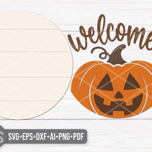 Halloween Welcome Sign Svg - Halloween Door Hanger Svg - Jack O Lantern ...