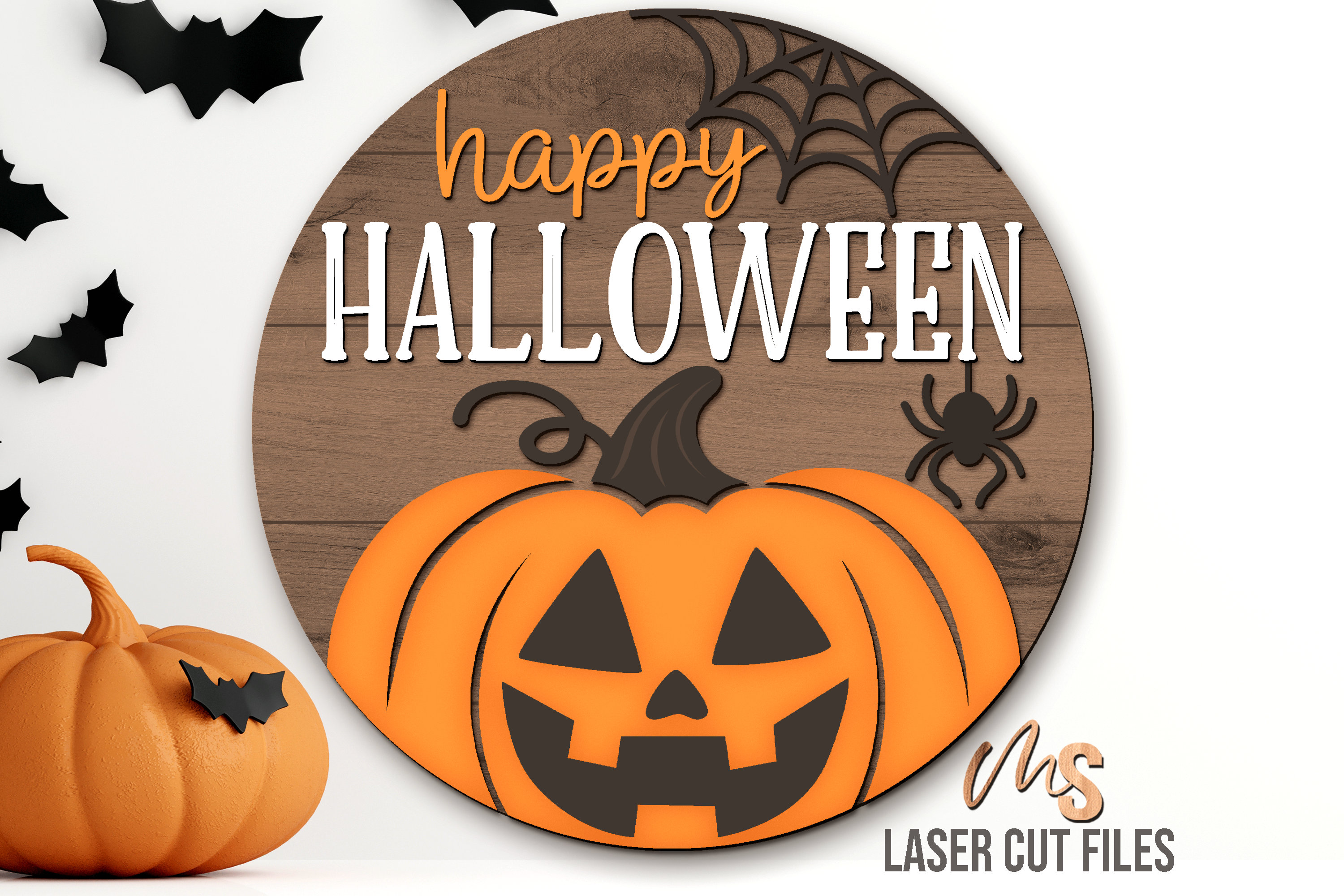 Happy Halloween Sign Svg - Halloween Door Hanger Svg - Jack O Lantern ...