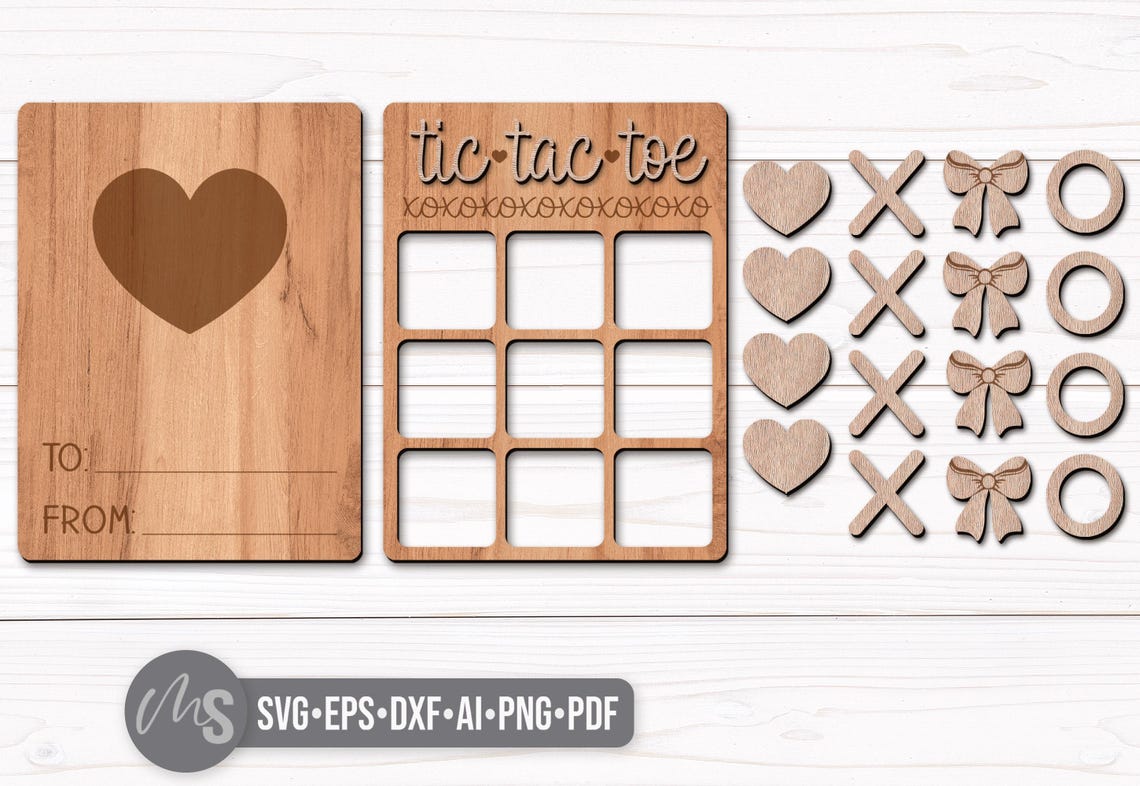 Valentines Day Tic Tac Toe SVG: Valentines Games Laser Cut Files ...